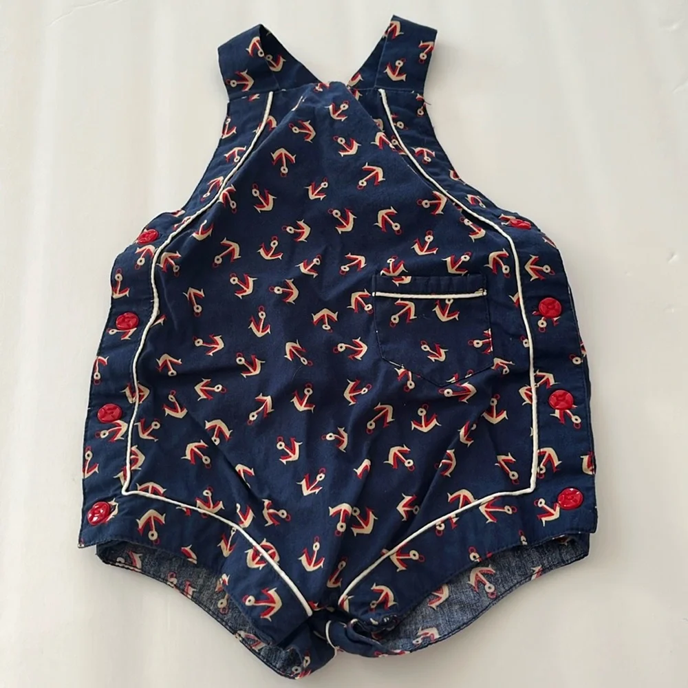 Ralph Lauren nautical anchor print Retro romper, baby Size 9m